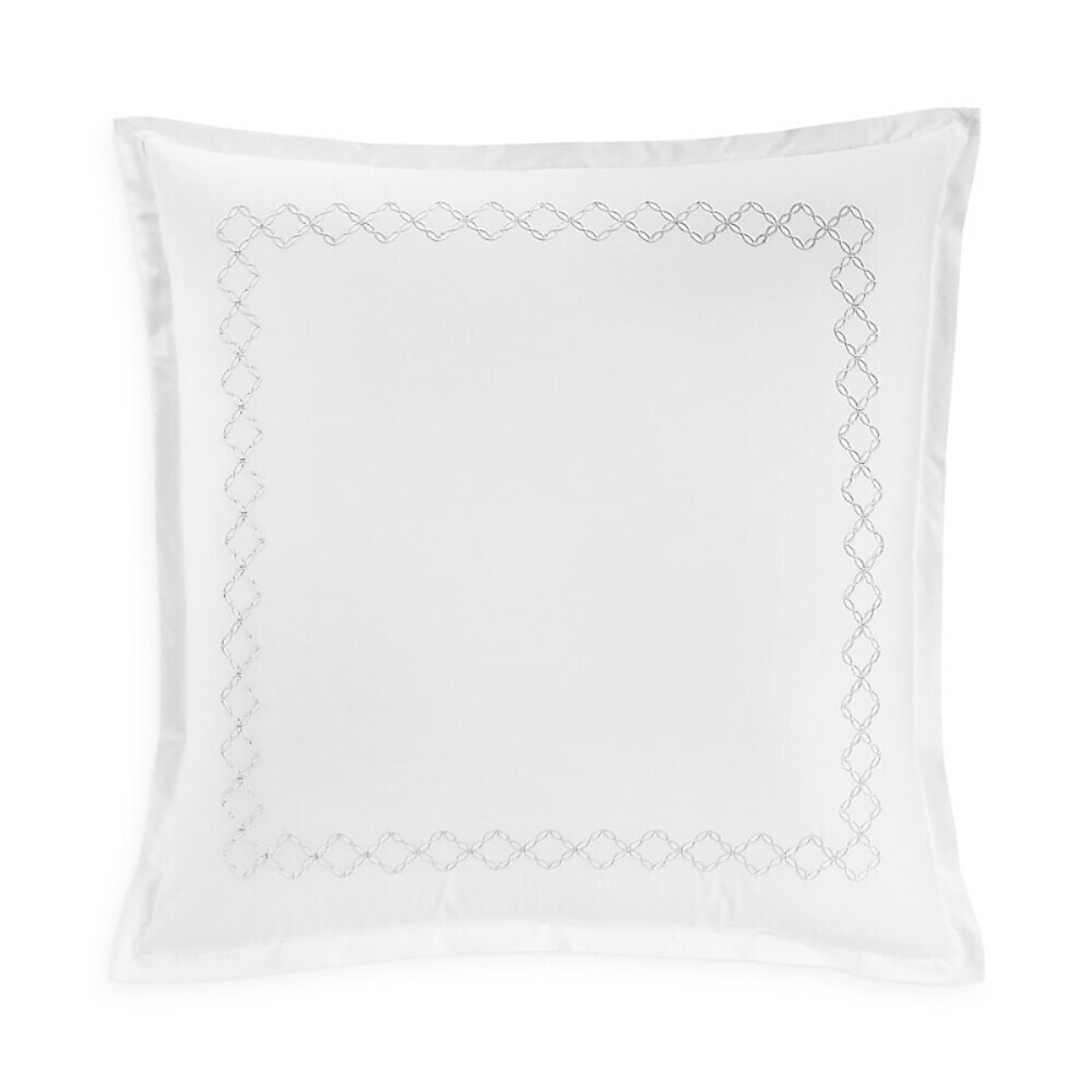 Sky Euro Pillow Sham White 100% Cotton Percale Embroidered (1-Pair) BED30